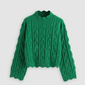 Green textured sweater
